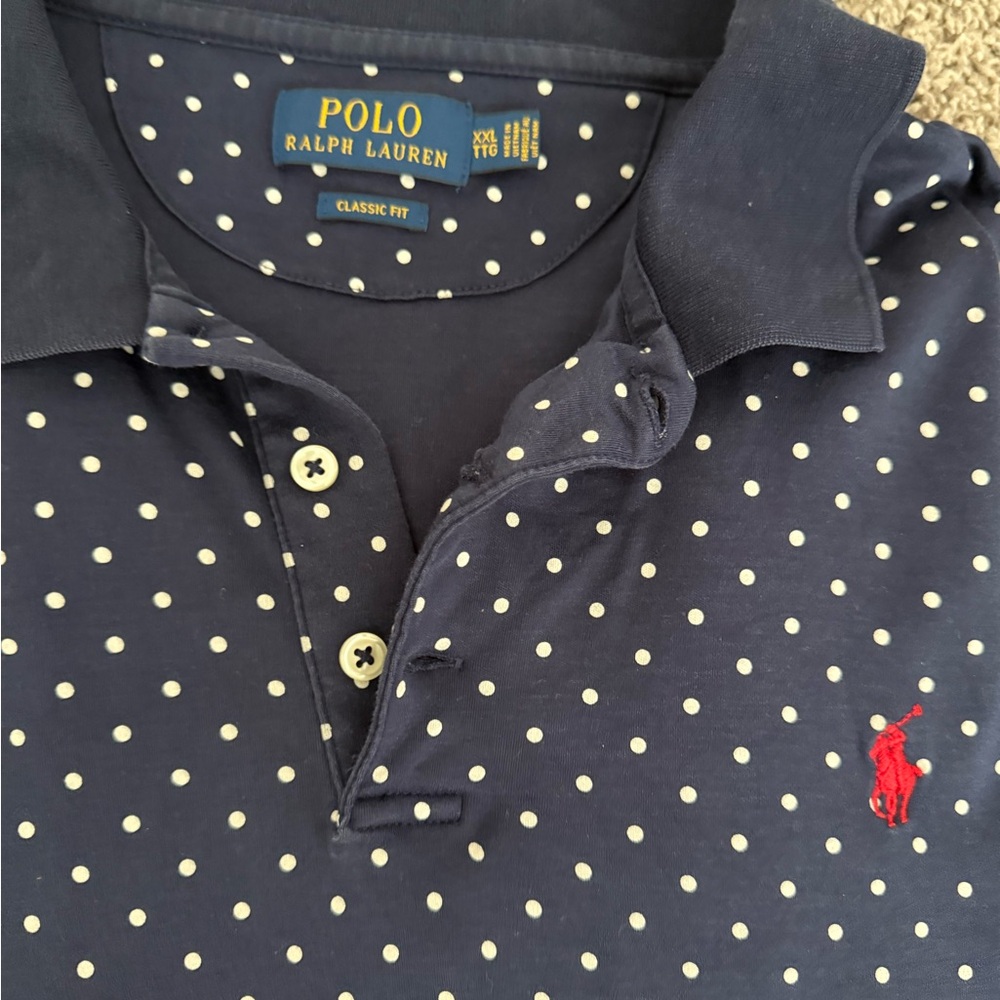 Polo Ralph Lauren Navy Polka Dot Classic Polo - Picture 2 of 4